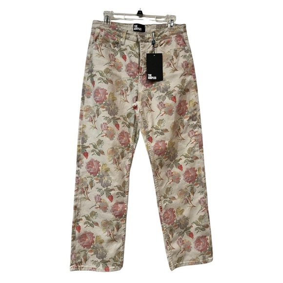 THE KOOPLES PRINTED BOYFRIEND JEANS Color is Ecru Size 42 FR/ 10 US NWT - Picture 8 of 15